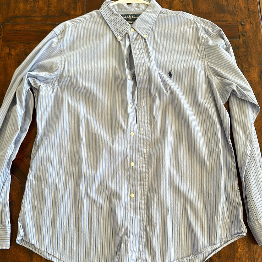 Men’s Ralph Lauren Custom Fit Button Down | Size XL | Blue / White Striped